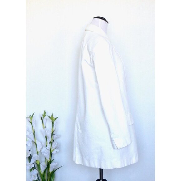NEW! Zara Two Button Blazer Jacket Cotton White SZ M - Picture 9 of 11